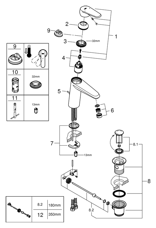 Grohe Eurodisc C Einhand-Waschtischbatterie chrom mittelhohe Ausführung 23448002