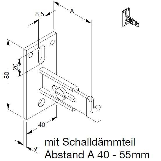 Zehnder Wandkonsole AK 1 mit Schalldämmteil L:40-55 weiß RAL 9016 796011