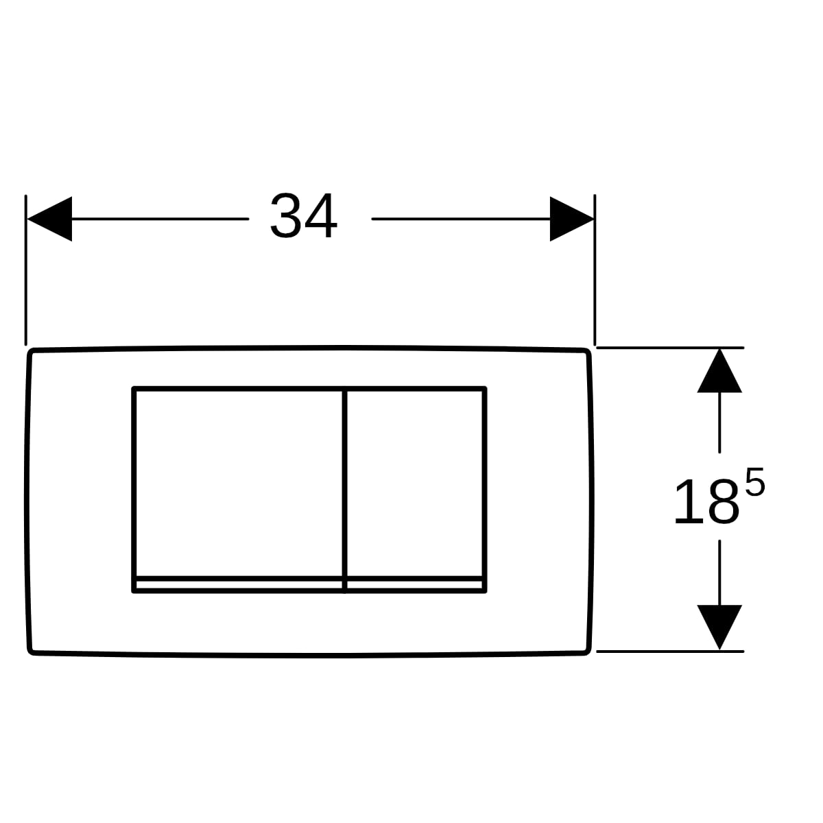 Geberit Twinline30 Betätigungsplatte, für 2-Mengen-Spülauslösung mattchrom-lackiert, easy-to-clean-besch 115.899.JQ.1