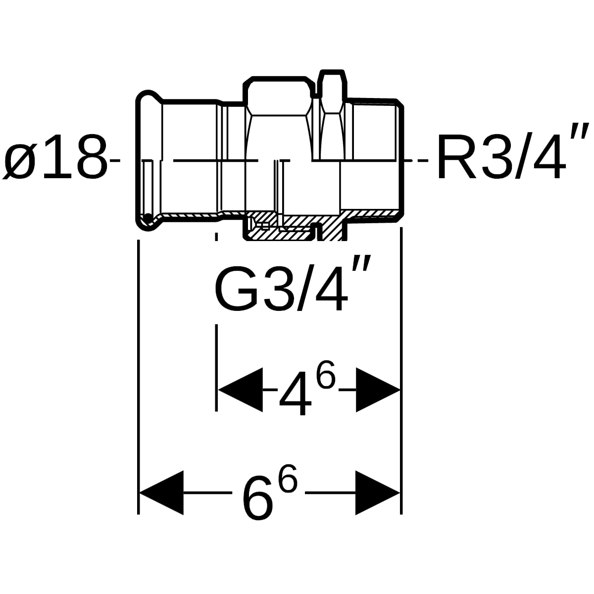 Geberit Mapress Edelstahl Übergangsverschraubung mit AG (LABS-frei) d18-R3/4 85333