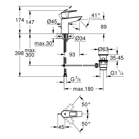 Grohe BauLoop Einhand-Waschtischbatterie chrom S-Size 23335001