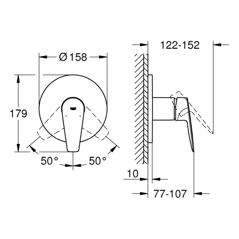 Grohe BauEdge Einhand-Brausebatterie chrom Fertigmontageset 24161001
