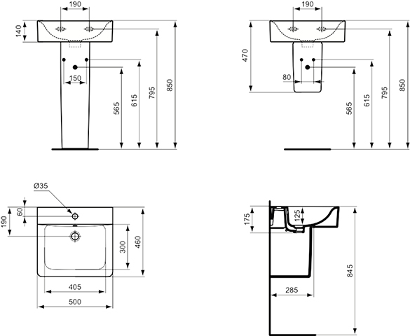 Ideal Standard Connect Cube Waschtisch B: 50 T: 46cm weiß, Ideal Plus E7138MA