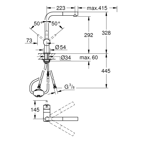 Grohe Minta Einhand-Spültischbatterie supersteel DN15 herausziehbarer Mousseurauslauf 32168DC0