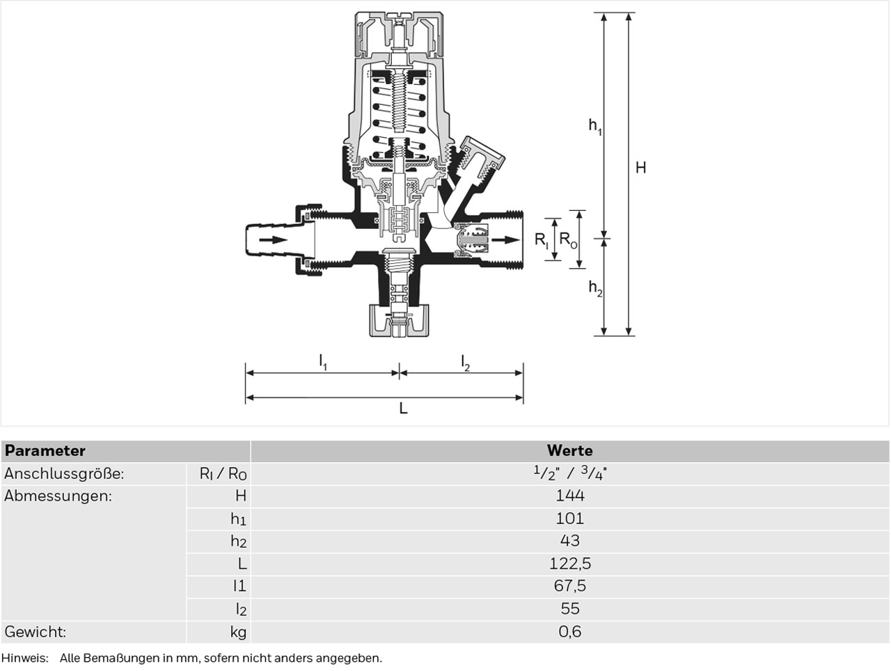 Resideo Füllarmatur mit Einstellanzeige, mit Schlauchtülle, Vordruck max. 16 bar VF06-1/2A