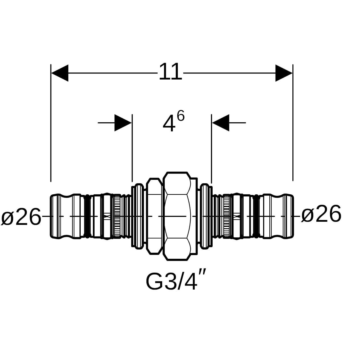 Geberit Mepla Verschraubung Rotguss d26 603.571.00.5