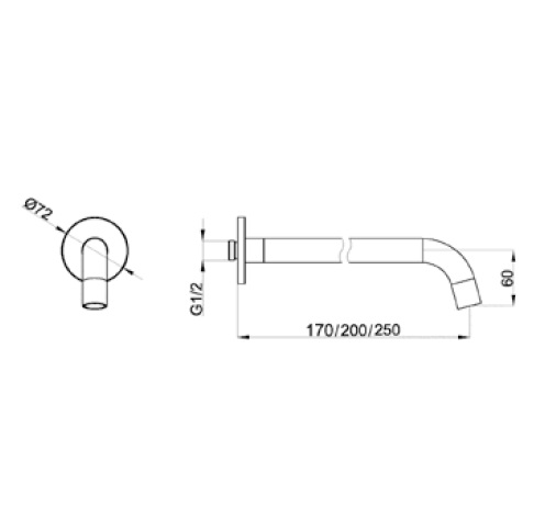 Avenarius Wandauslauf 250mm chrom 9006969010