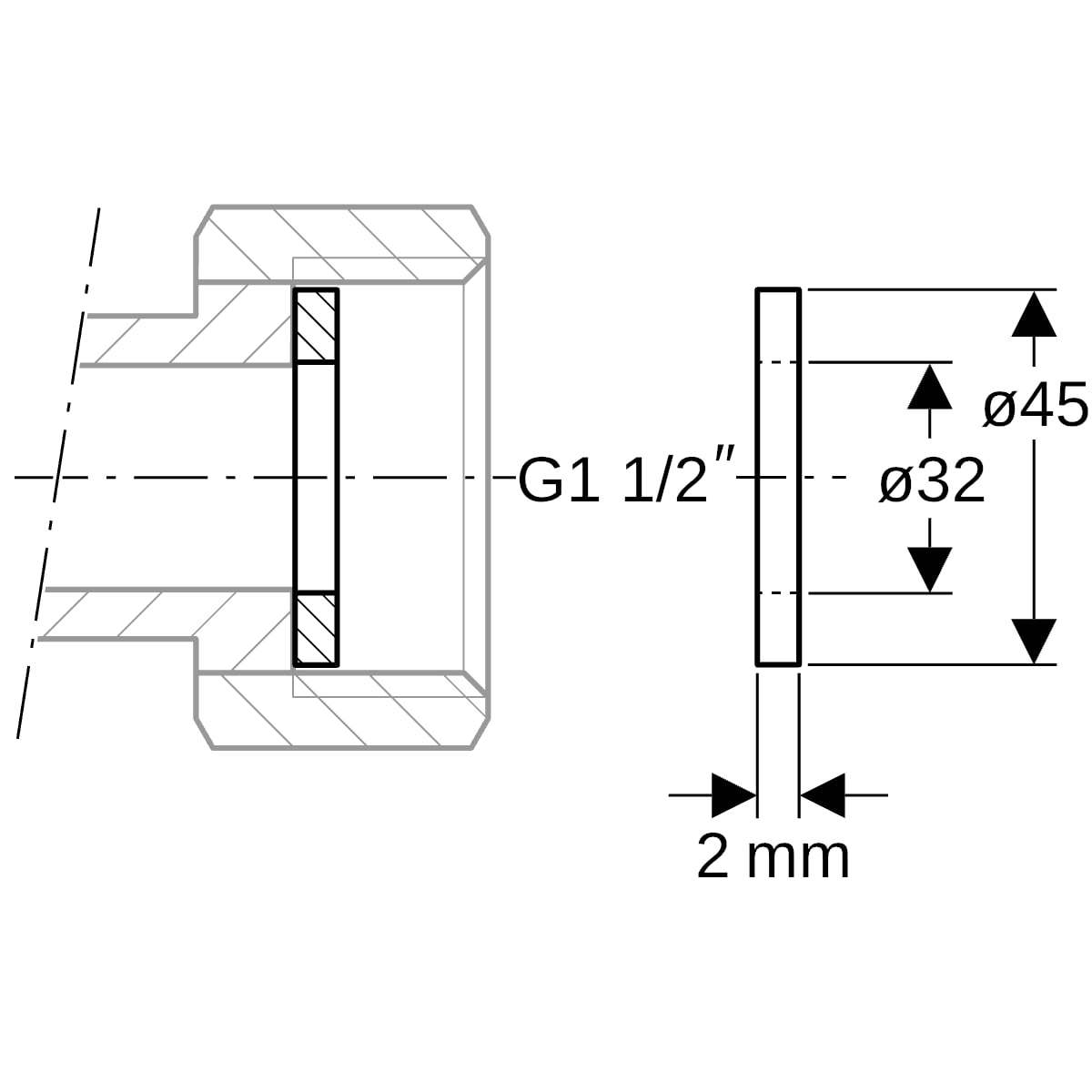 Geberit Mapress Flachdichtung FPM grün d45xdi32x2 G1 1/2" 90096