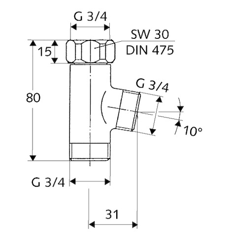 Schell T-Stück für Nebenanschluss- und Spültischventile, 3/4, chrom 270880699