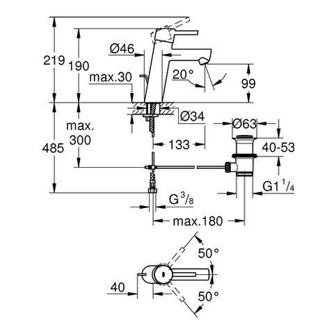 Grohe Concetto Einhand-Waschtischbatterie chrom mittelhohe Ausführung 23450001
