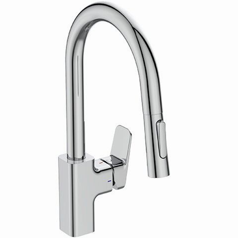 Ideal Standard Küchenarmatur Ceraplan Ausladung 216mm mit hohem Rohrauslauf 1F-Handbrause chrom BD338AA