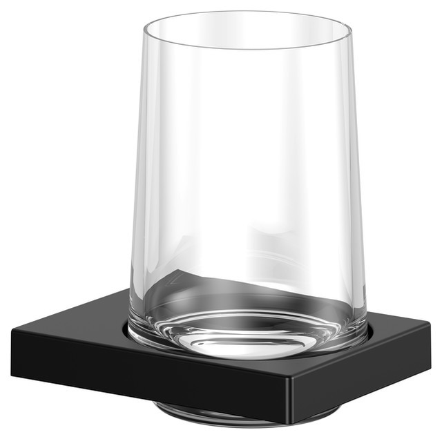 Keuco Glashalter Edition 11, mit Echtkristall-Glas, schwarz-matt 11150379000