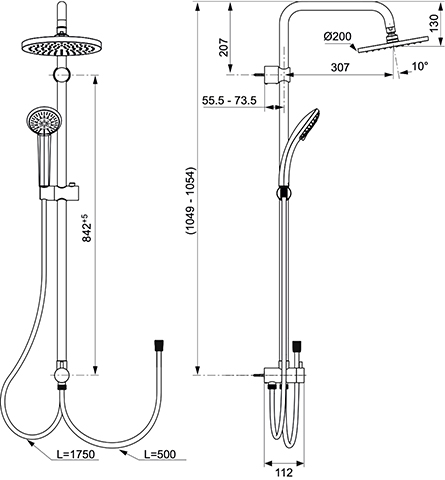 Ideal Standard Idealrain Duschsystem für Aufputz-Armatur, chrom A5691AA