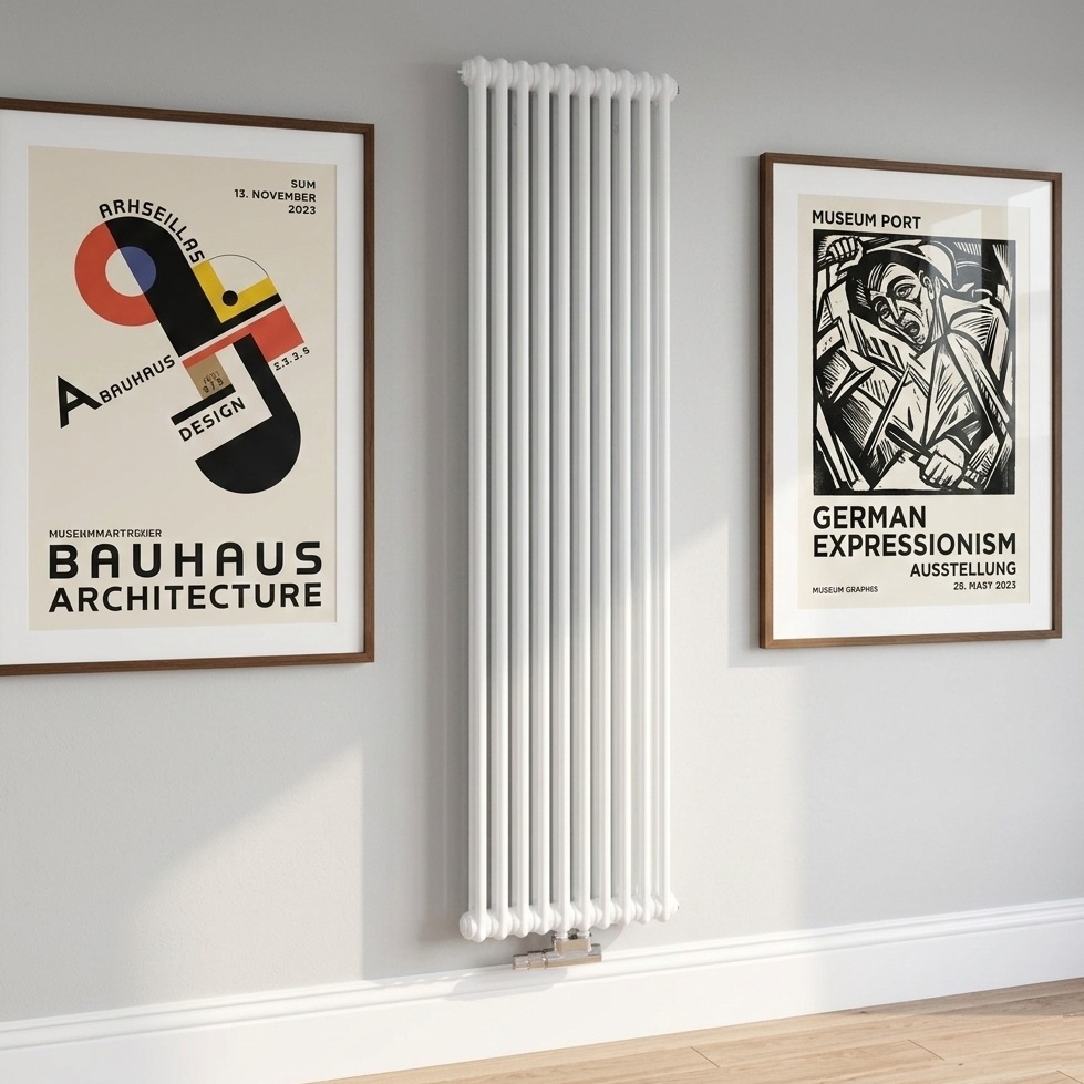 Arbonia Röhrenradiator Standard mit Mittenanschluss 6-Säuler H: 300 L: 45cm, Modell 6300, weiß, 10 Glieder