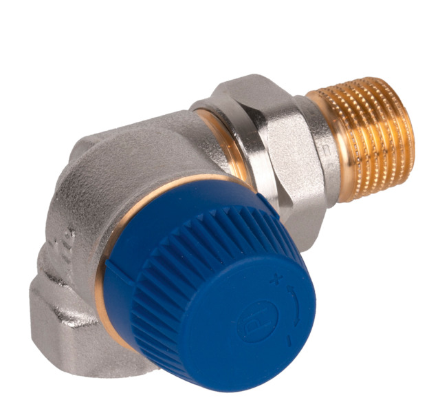 Resideo Thermostatventil Kombi-TRV, R 1/2, Winkel-Eck, links, mit integriertem Differenzdruckregler V2100LPI15
