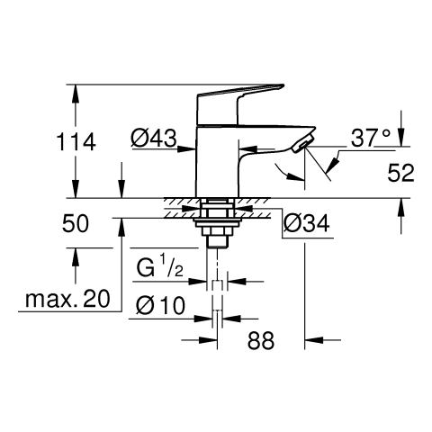 Grohe Standventil BauLoop XS-Size chrom Einlochmontage 20422001
