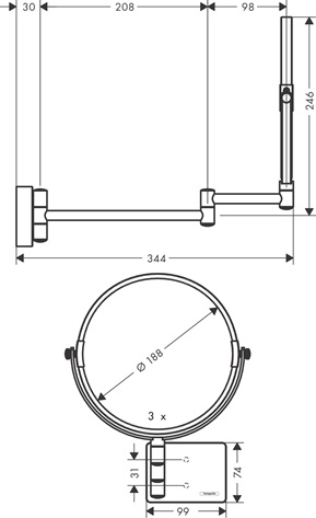 Hansgrohe Rasierspiegel AddStoris mattweiss 41791700