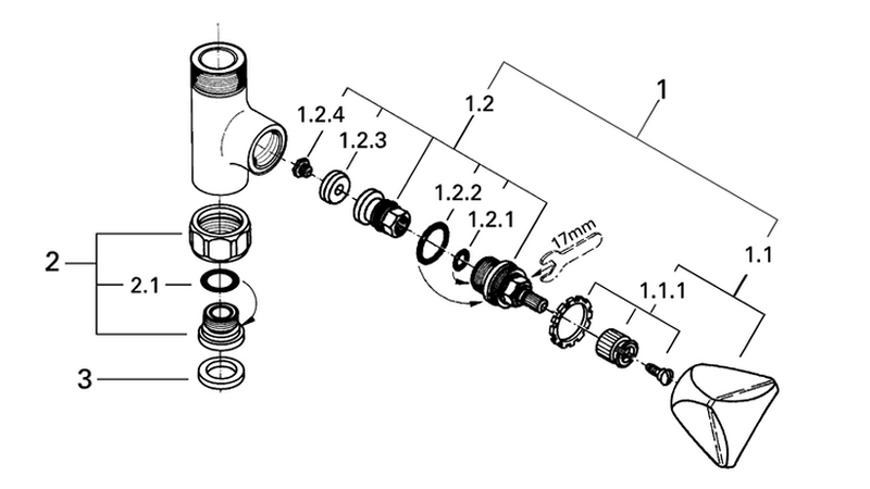 Grohe Absperrventil mit TDL-Griff Markierung neutral chrom 12409000