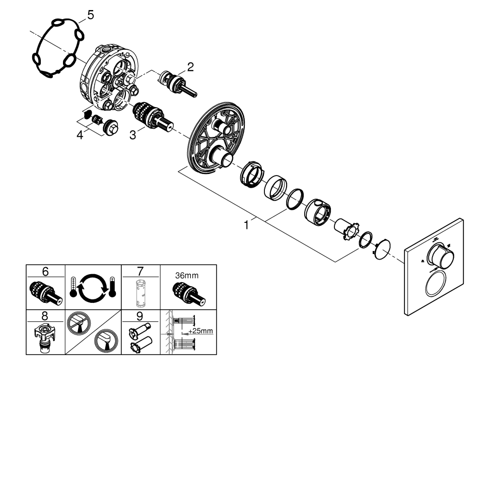 Grohe Thermostat-Brausebatterie Allure chrom Fertigmontage-Set für Rapido SmartBox 29181002