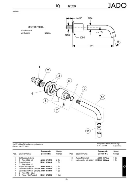 Ideal Standard Auslauf IQ chrom A860467AA