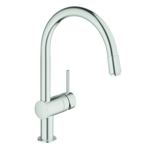 Grohe Minta Einhand-Spültischbatterie supersteel DN15 herausziehbarer Mousseurauslauf 32918DC0