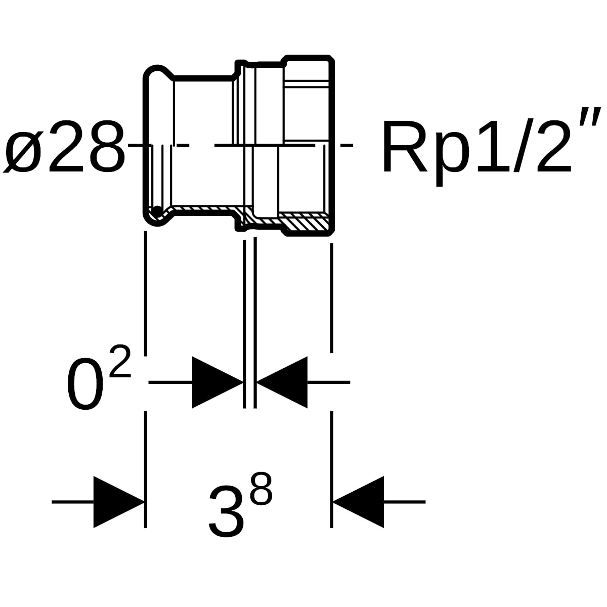 Geberit Mapress Edelstahl Übergang mit IG (LABS-frei) d28-Rp1/2 81807