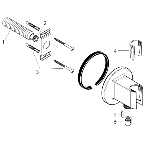 Hansgrohe Schlauchanschluss Fixfit Porter rund Axor DN15 mit Rückflussverhinderer chrom 36733000