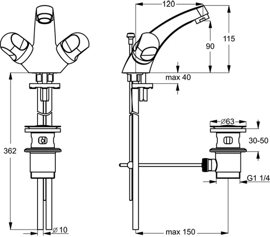 Ideal Standard Alpha Waschtischarmatur mit starrem Auslauf chrom B2036AA