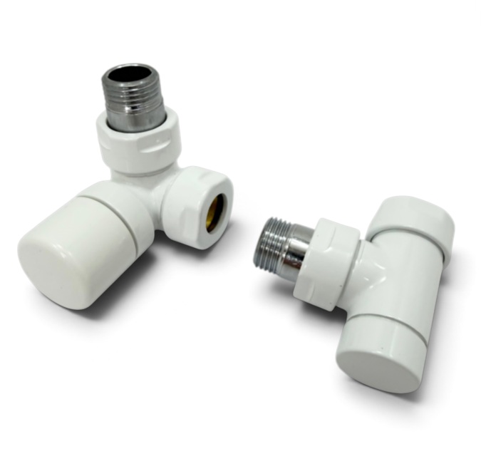 Zehnder Ventilkörper Set I Winkeleckform links, weiß mit M30x1,5 Gewindeanschluss für Thermostatkopf 838991