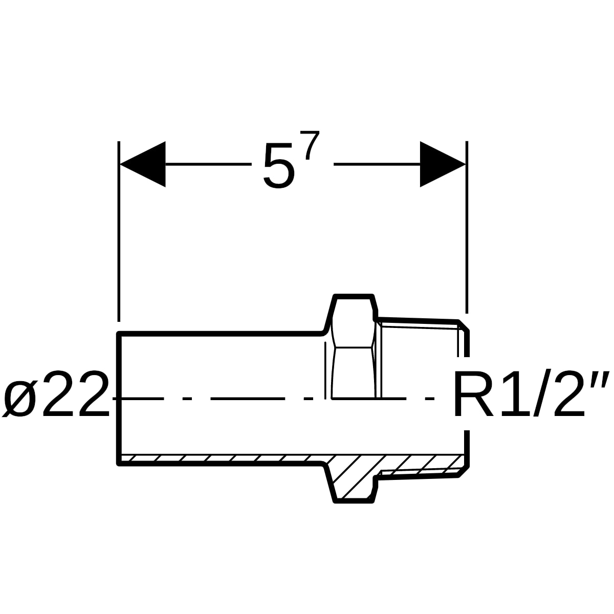 Geberit Mapress C-Stahl Übergang mit AG und Einschubende d22-R1/2 verzinkt 21935
