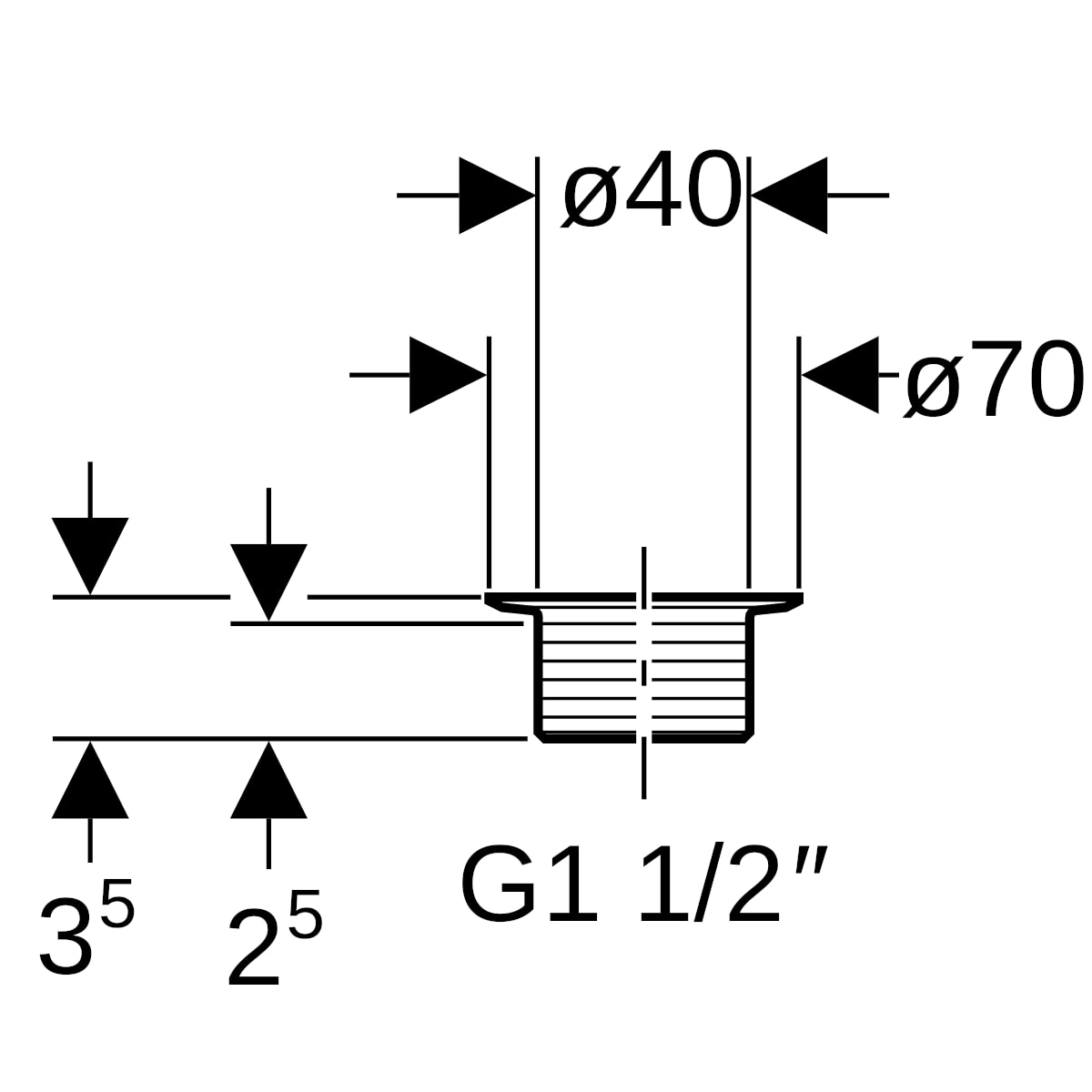 Geberit Ablaufventil mit Rundgewinde G1 1/2" di40 glanzverchromt H 3,5 152.301.21.1