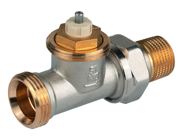 Resideo Thermostatventil SX, Durchgang, 1/2", beiderseits G3/4" AG, Messing vernickelt V2026DSX15