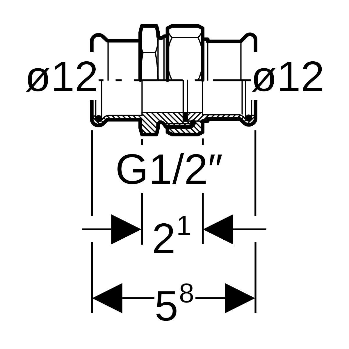 Geberit Mapress C-Stahl Verschraubung d12 verzinkt 25319