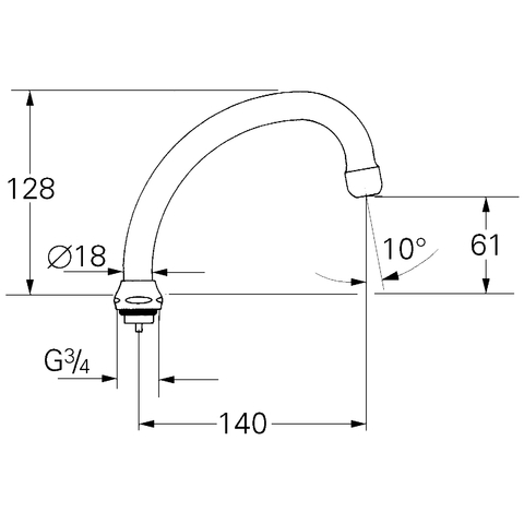 Grohe Rohrauslauf Ausladung: 140mm schwenkbar mit Anschlag chrom 13076000