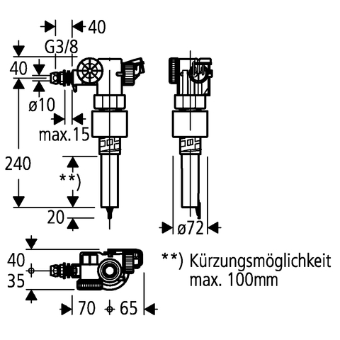 Grohe Füllventil für Spülkasten für WC-Spülkasten 43537000