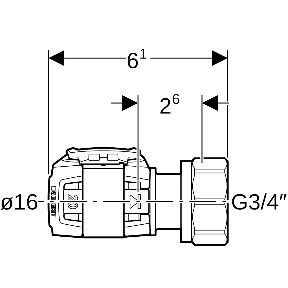 Geberit FlowFit Verteilerabgang für Eurokonus SiBr d16-EuG3/4 620.330.00.1