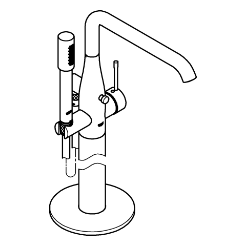 Grohe Einhand-Wannenbatterie Essence supersteel Bodenmontage Fertigmontage-Set 25248DC1