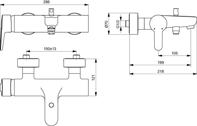 Ideal Standard Connect Blue Badearmatur Aufputz Ausladung 199mm, chrom B9921AA