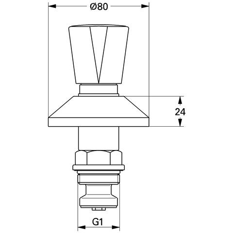 Grohe Oberteil 1'' für Unterputz-Ventile Dreikantgriff blau/rot chrom 11515000