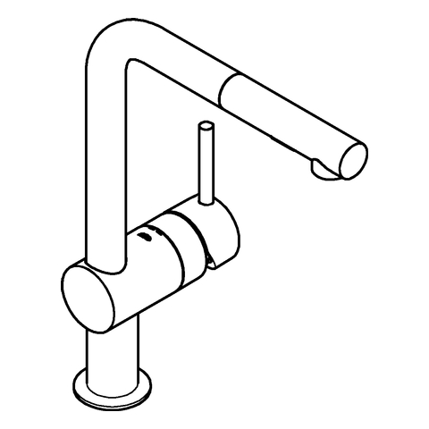 Grohe Minta Einhebel-Spültischbatterie supersteel L-Auslauf, ausziehbare Spülbrause, Ausladung 223mm 30274DC0