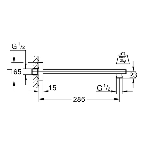 Grohe Rainshower Brausearm chrom, Ausladung 286mm 27709000