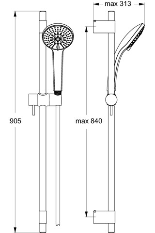 Ideal Standard Idealrain Pro Brausekombination 900mm M - F3, chrom, 3-Funktionshandbrause d: 100mm B9836AA