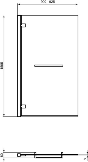 Ideal Standard Falttür mit Handtuchstange i.life 900mm A:links Silber T4889EO