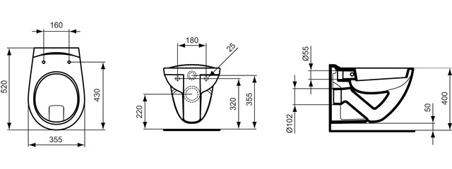 Ideal Standard Eurovit Wandflachspülklosett , weiß V340301