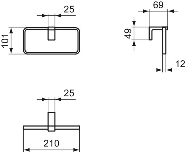 Ideal Standard Handtuchring Conca Cube, eckig, silber T4502GN