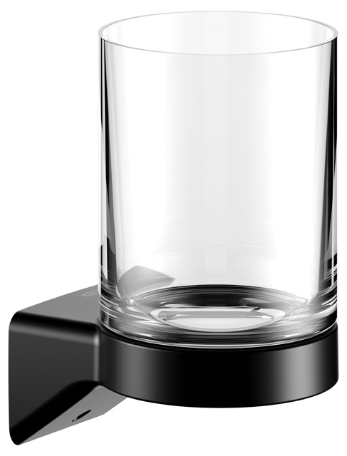 Keuco Glashalter Aveno, mit Echtkristall-Glas, schwarz matt 14650379000