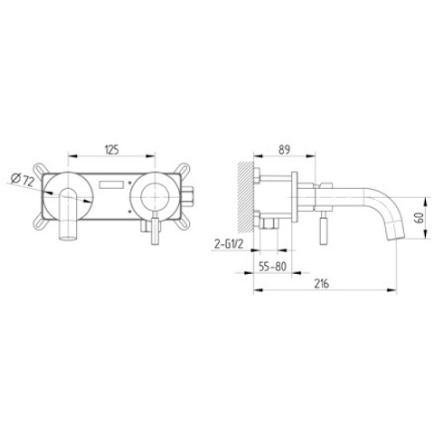 Avenarius Waschtisch-Einhand-Mischbatterie Wandmontage 2806050010