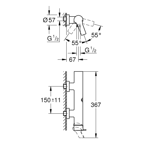 Grohe Allure Einhand-Brausebatterie chrom Wandmontage 32846001