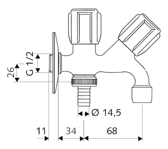 Schell Kombi-Auslaufventil COMFORT Schlauchverschraubung, 1/2", chrom 035620699