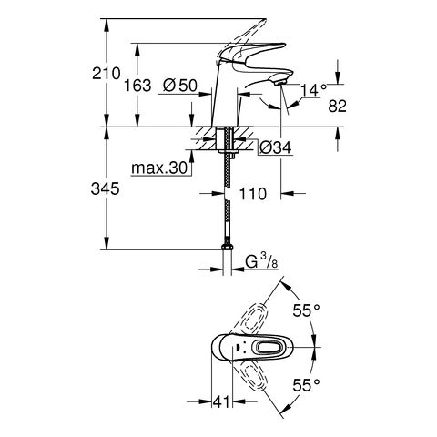 Grohe Eurostyle Einhand-Waschtischbatterie chrom S-Size glatter Körper 32468003